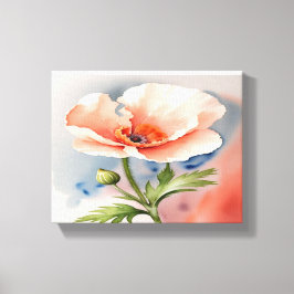 Coral Pink Poppy Blume Stretched Canvas Print Leinwanddruck