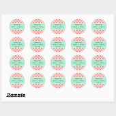 Coral Pink Quatrefolie und Minze Green Vielen Dank Runder Aufkleber (Blatt)