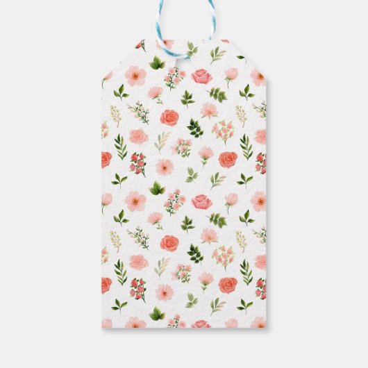 Coral Pink Red Roses Baby Shower Thank You Geschenkanhänger (Rückseite)