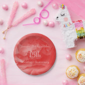 Coral Pink Rose 15. Hochzeitstag Party Pappteller (Party)