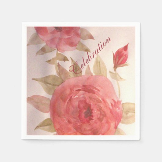Coral Pink Rose Napkins Serviette (Vorderseite)