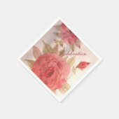 Coral Pink Rose Napkins Serviette (Ecke)