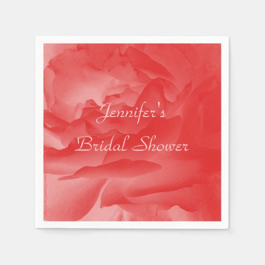 Coral Pink Rose Paper Napkins, Brautparty Serviette (Vorderseite)