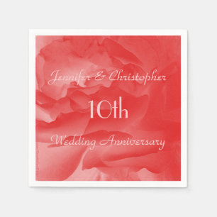 Coral Pink Rose Papier Napkins, 10 Jahre alt Serviette