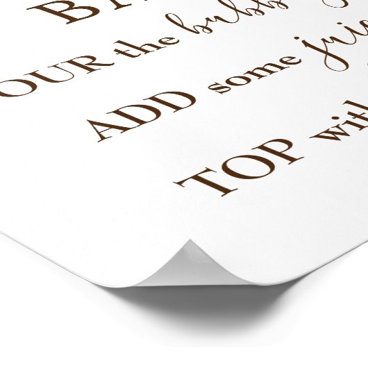 Coral Pink Roses & Gold Wedding Mimosa Bar Sign Poster (Ecke)