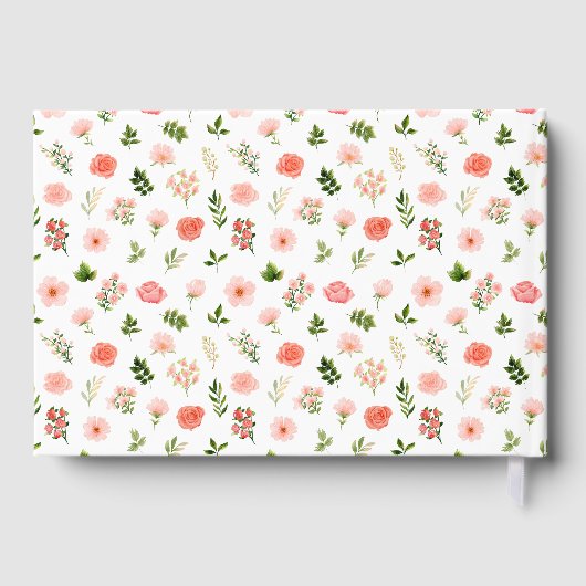 Coral Pink Rote Rosen Blumenzehen Gästebuch (Rückseite)