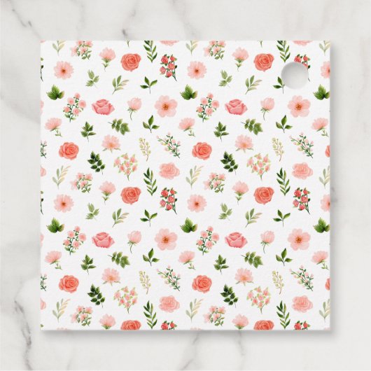 Coral Pink Rote Rosen Brautparty Vielen Dank Geschenkanhänger (Rückseite)