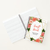 Coral Pink Rote Rosen Floral Wedding Gästebuch Notizblock (Innenseite)