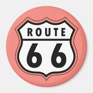 Coral Pink Route 66 Schild Magnet