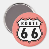 Coral Pink Route 66 Zeichen Magnet (Vorderseite/Rückseite)
