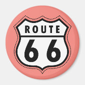 Coral Pink Route 66 Zeichen Magnet (Vorne)