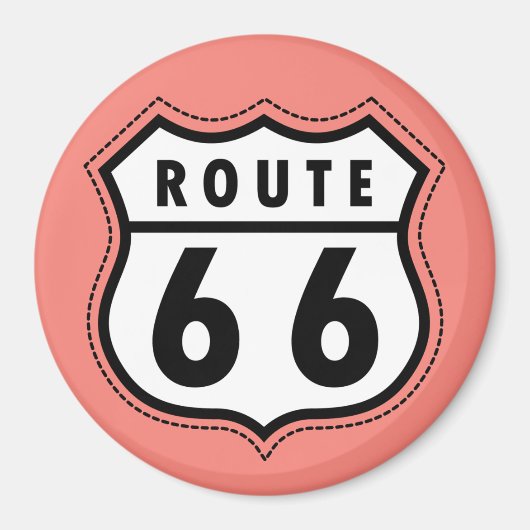 Coral Pink Route 66 Zeichen Magnet (Vorne)
