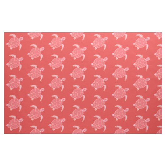 Coral Pink Sea Turtles Pattern Stoff (Fat Quarter (45,7 x 55,9 cm))