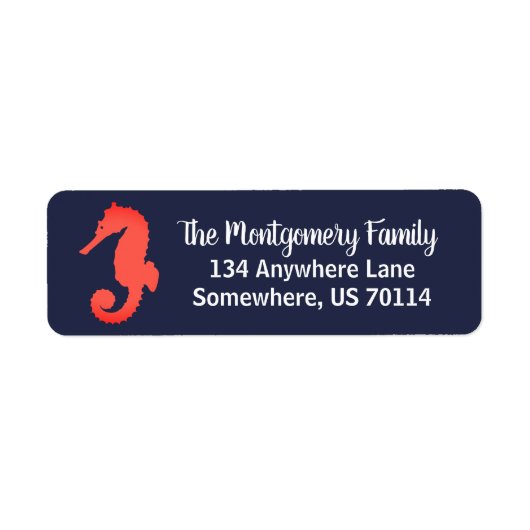 Coral Pink Seepferd Silhouette & Navy Blue (Vorne)