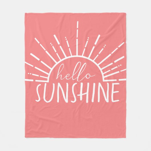 Coral Pink Simple Modern Hello Sunshine Fleecedecke (Vorderseite)