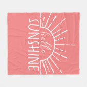 Coral Pink Simple Modern Hello Sunshine Fleecedecke (Vorderseite (Horizontal))