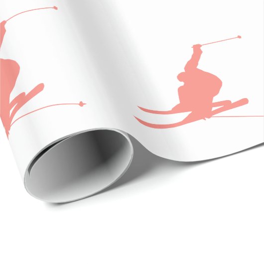 Coral Pink Ski Geschenkpapier (Rolleneckpunkt)