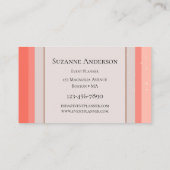 Coral Pink Sparkle Event Planner Business Card Visitenkarte (Rückseite)