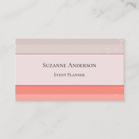 Coral Pink Sparkle Event Planner Business Card Visitenkarte (Vorderseite)