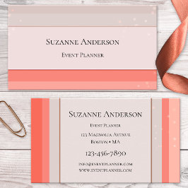 Coral Pink Sparkle Event Planner Business Card Visitenkarte
