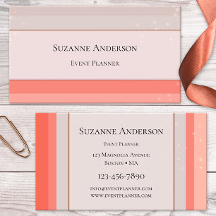Coral Pink Sparkle Event Planner Business Card Visitenkarte