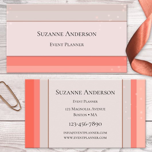 Coral Pink Sparkle Event Planner Business Card Visitenkarte