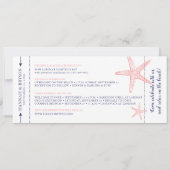 Coral Pink Starfish Boarding Pass Flugzeug Ticket Save The Date (Rückseite)
