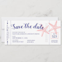 Coral Pink Starfish Boarding Pass Flugzeug Ticket