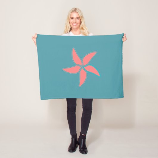Coral Pink Starfish Cyan Fleece Blanket (Beispiel)