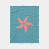 Coral Pink Starfish Cyan Fleece Blanket (Vorderseite)