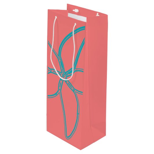 Coral Pink Starfish Weinbeutel Geschenktüte Für Weinflaschen (Vorderseite Schrägansicht)