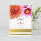 Coral & Pink Summer Dahlia Blume Blumenhochzeit Einladung (Stehend Vorderseite)