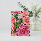 Coral & Pink Tee Rose Blume Postkarte (Stehend Vorderseite)