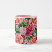 Coral & Pink Tee Rose Blume Tasse (Zentrum)