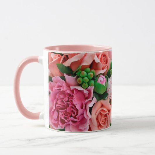 Coral & Pink Tee Rose Blume Tasse (Links)