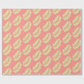 Coral Pink Tropical Leaf Muster Geschenkwrap Geschenkpapier (Flach)