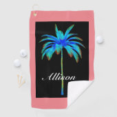 Coral Pink Tropical Palm Tree Personalisiert Golfhandtuch (Insitu)