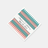 Coral Pink und Aquamarine Zigzag Wedding Serviette (Ecke)