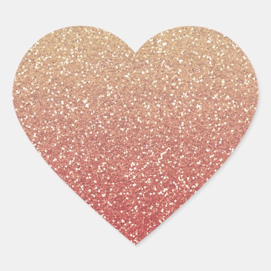 Coral Pink und Gold Imitate Glitzer Herz-Aufkleber (Vorderseite)