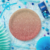 Coral Pink und Gold Imitate Glitzer Pappteller (Party)