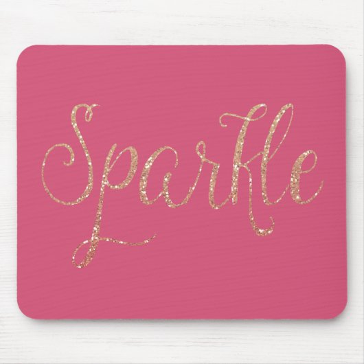 Coral Pink und Gold Imitate Glitzer Sparkle Mousepad (Vorne)