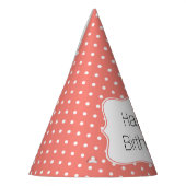 Coral Pink und White Polka Dot Birthday Party Partyhütchen (Links)