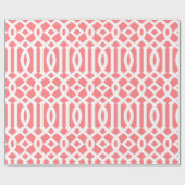 Coral Pink und White Trellis Muster Geschenkpapier (Flach)