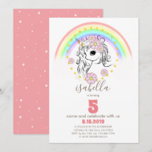 Coral Pink Unicorn RainBow Girl-Geburtstagskarten