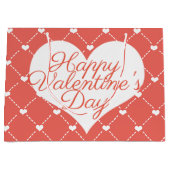 Coral Pink Valentine's White Hearts Große Geschenktüte (Vorderseite)