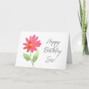 Coral Pink Watercolor Daisy Karte