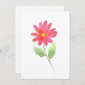 Coral Pink Watercolor Daisy Mitteilungskarte (Vorne/Hinten)
