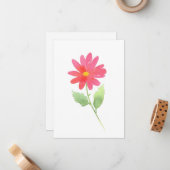 Coral Pink Watercolor Daisy Mitteilungskarte (Vorderseite/Rückseite Beispiel)