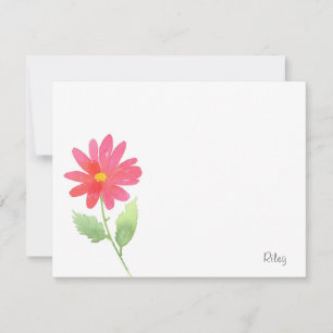 Coral Pink Watercolor Daisy Mitteilungskarte