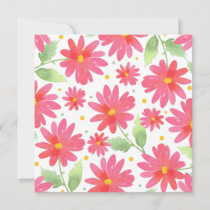 Coral Pink Watercolor Daisy Muster 2